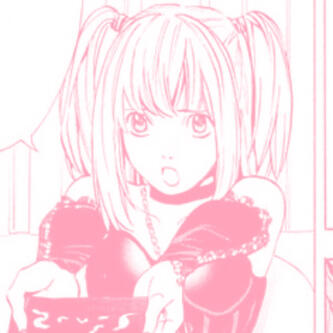 pink manga panel of misa amane